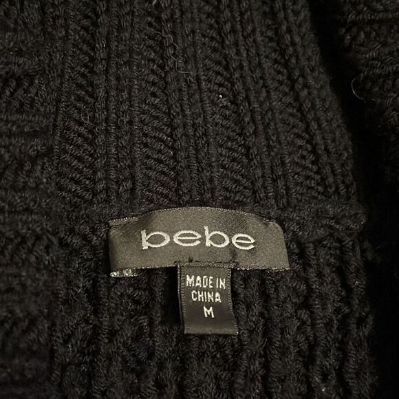 Bebe Black Chunky Deep V Front Pullover Sweater - Picture 10 of 10